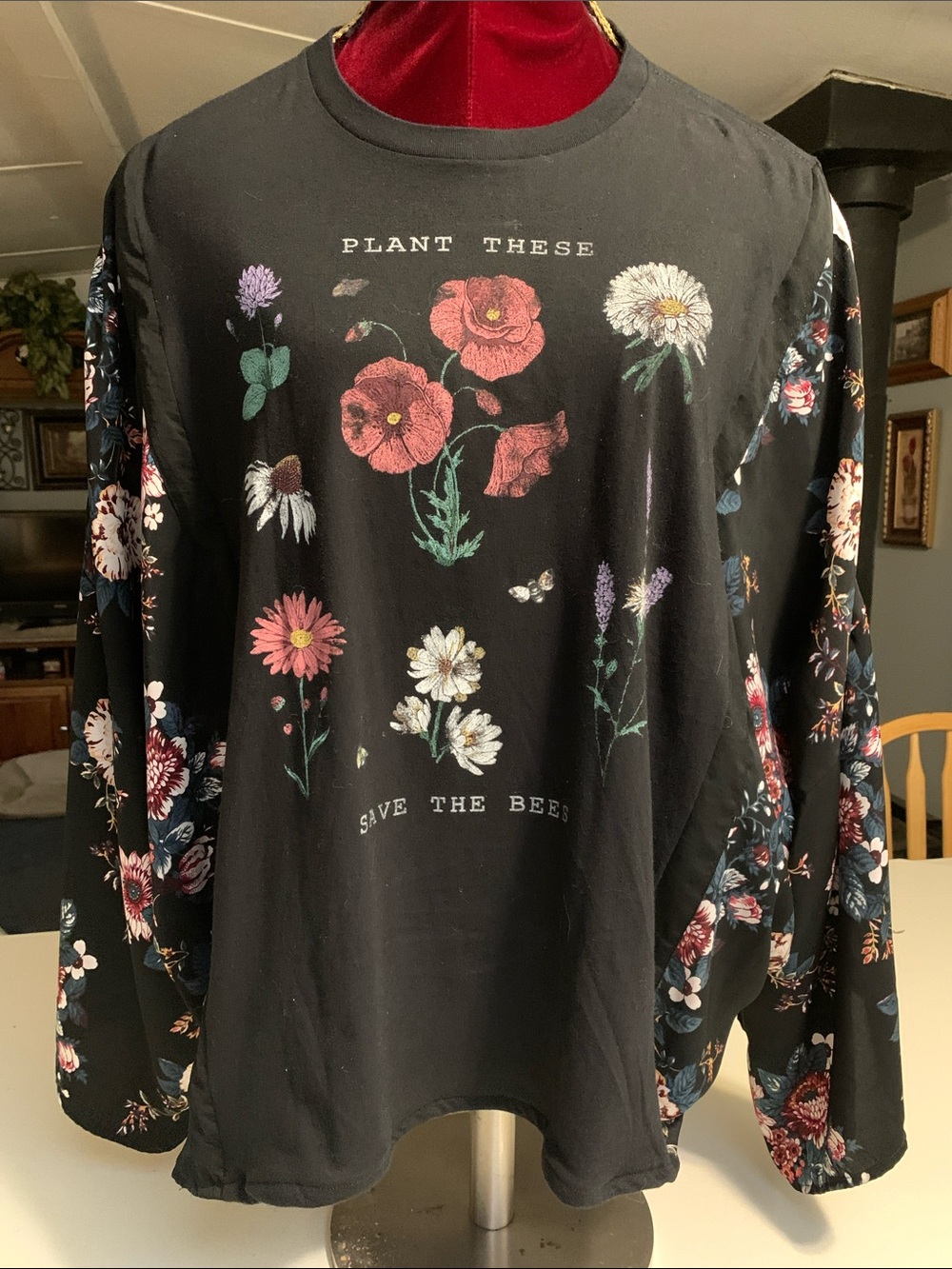 Upcycled Boho Women’s Top combining a Graphic Tee and Matching Cardigan